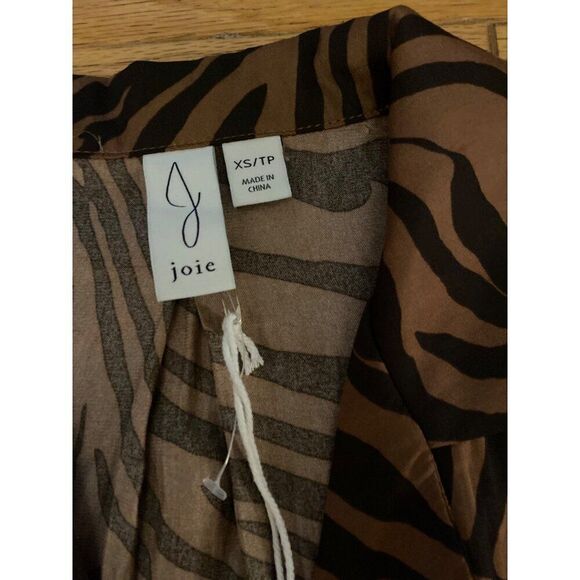 NWT Joie Women's brown black Zebra Print short sleeve Blouse size XS - Picture 4 of 7